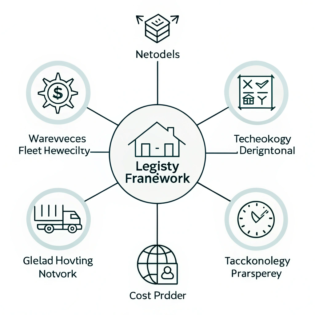 Minimal 2D diagram depicting key logistics provider selection criteria