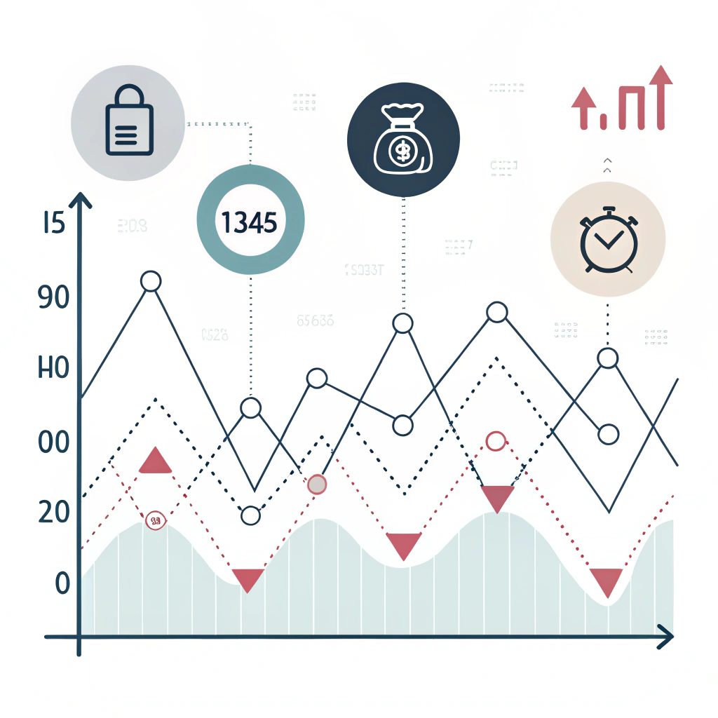 Minimalist illustration of air freight cost metrics with abstract charts and icons
