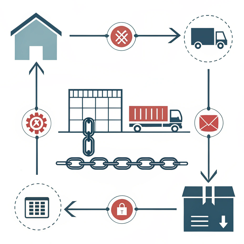 Minimal 2D depiction of disjointed supply chain logistics challenges.