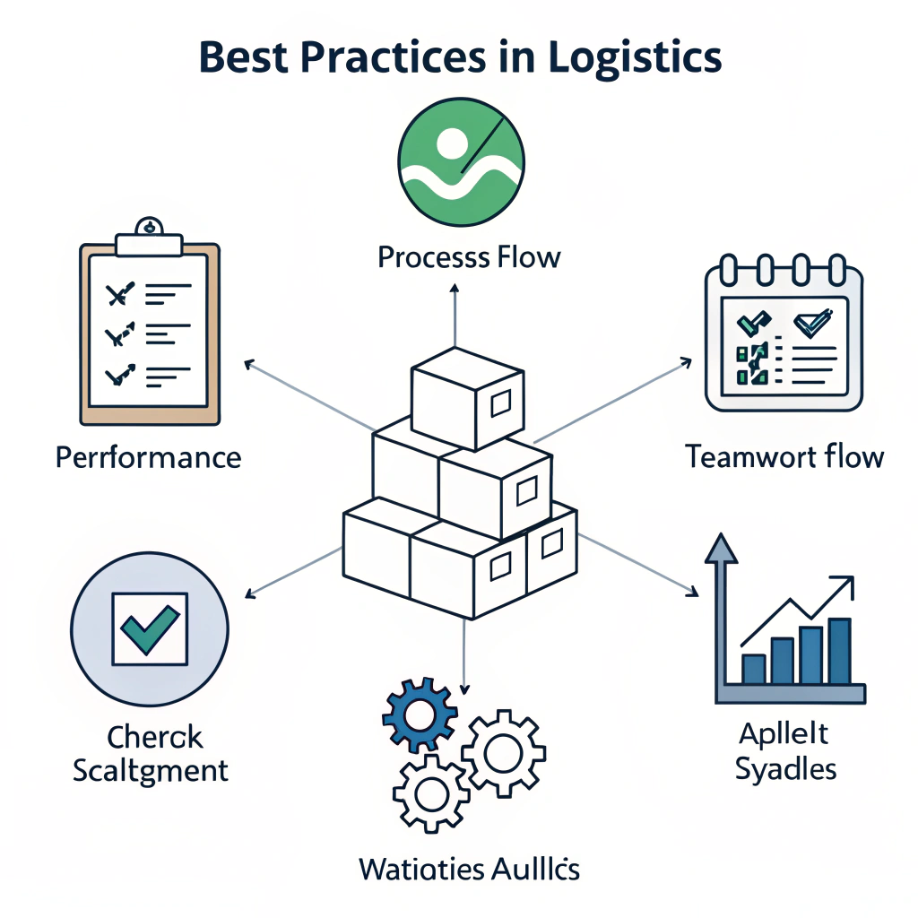 Flat design illustration showing streamlined logistics processes and teamwork