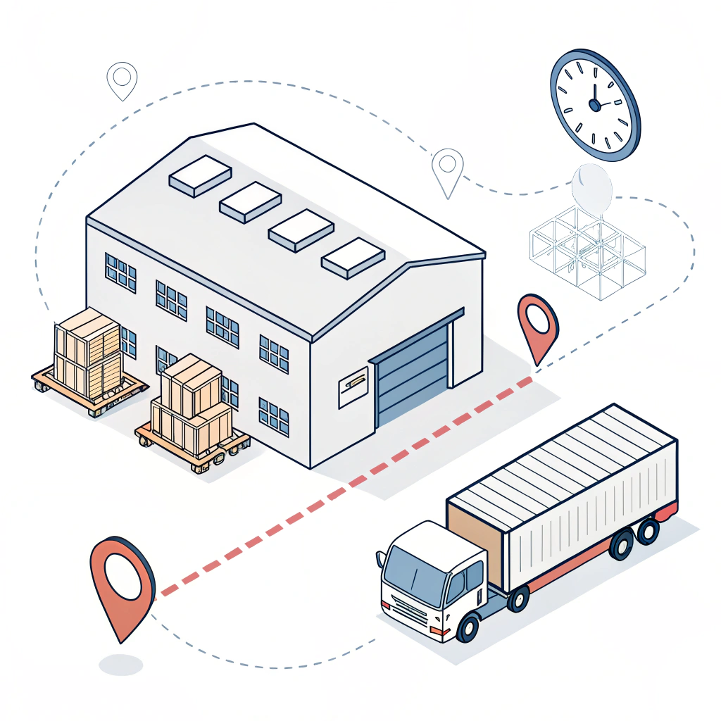 Illustrative view of warehouse operations and last mile delivery logistics integration