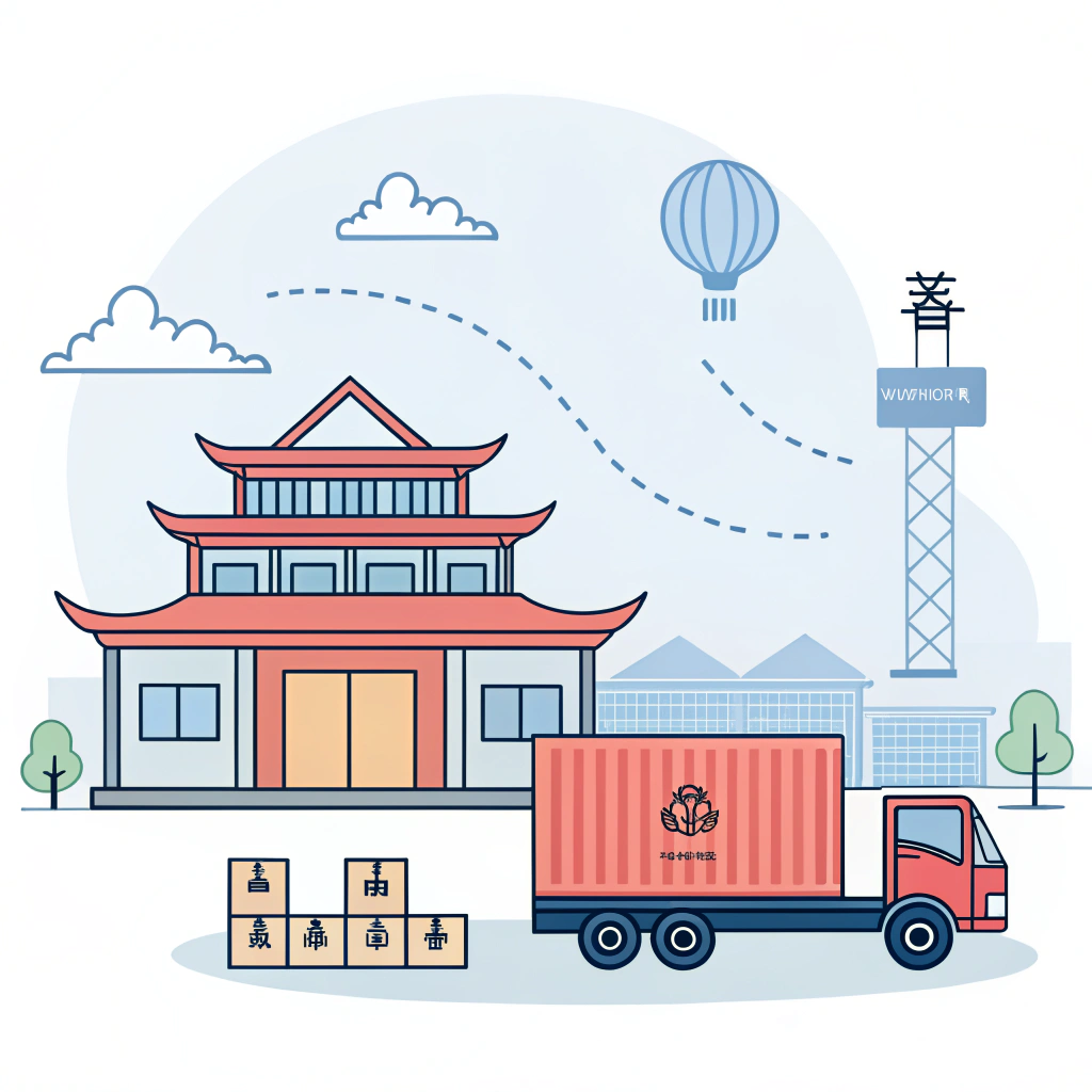 Simplified 2D illustration of FCA shipping showing cargo handover from Chinese factory to carrier