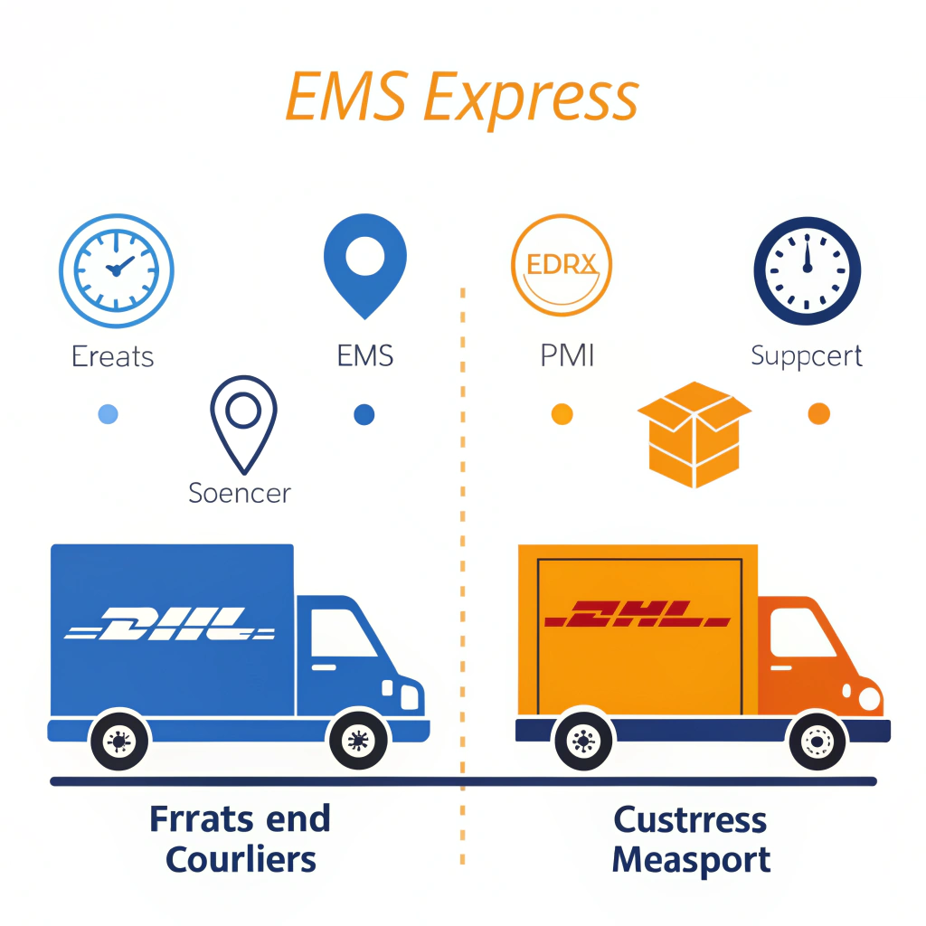 Visual comparison of EMS and private courier services’ features and benefits