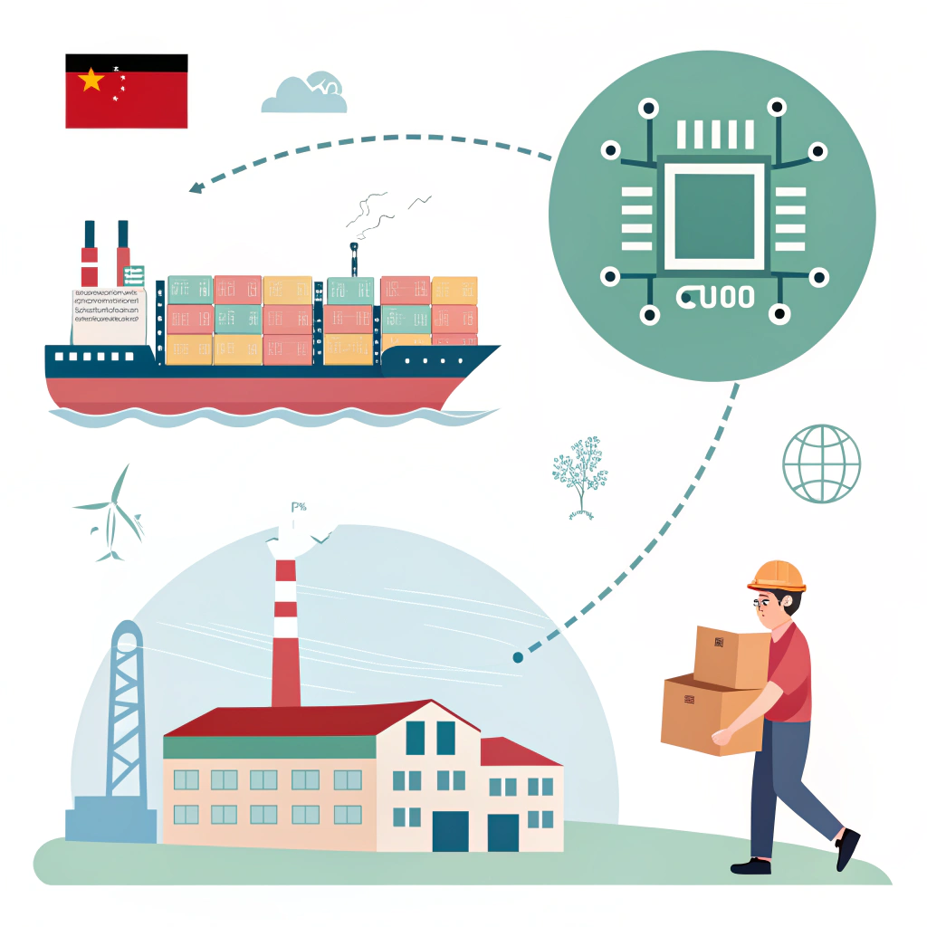 Simplified 2D illustration of electronics shipment from China to Germany under DAP