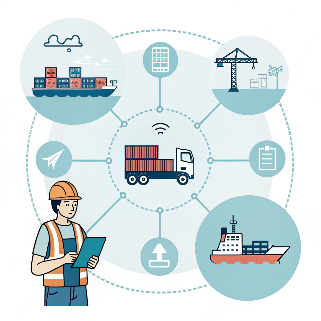 minimal 2D network illustration of freight forwarder managing supply chain resilience