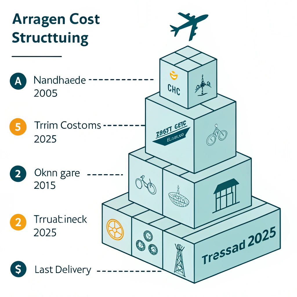 Stylized 2D illustration of Amazon shipping cost layers and dimensional weight concepts in 2025