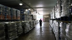Palletized cargo in a warehouse for freight volume planning