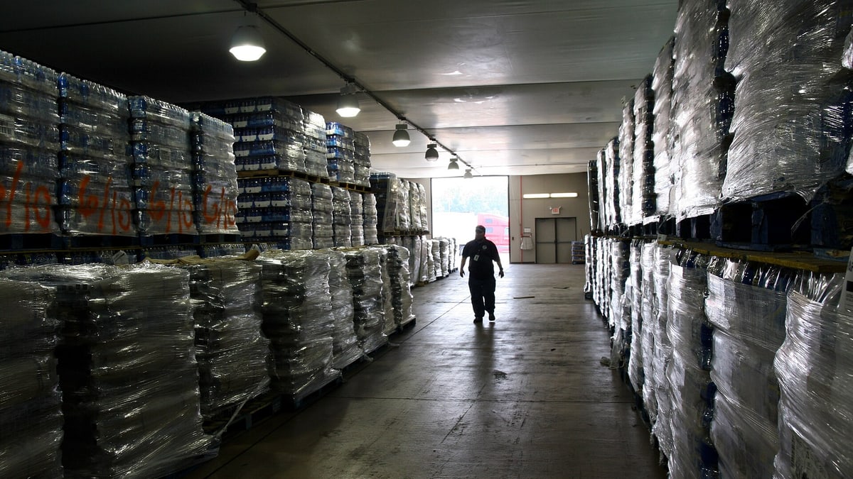 Palletized cargo in a warehouse for freight volume planning