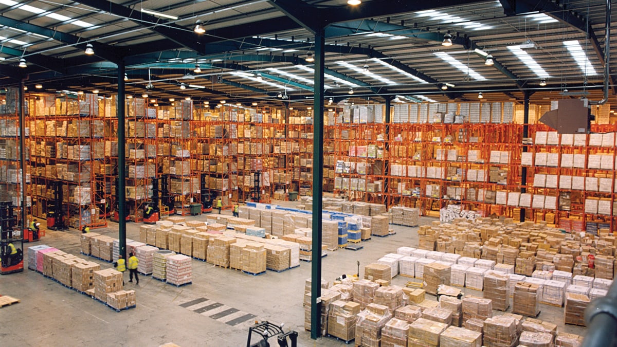 Palletized cargo in a warehouse for freight volume planning
