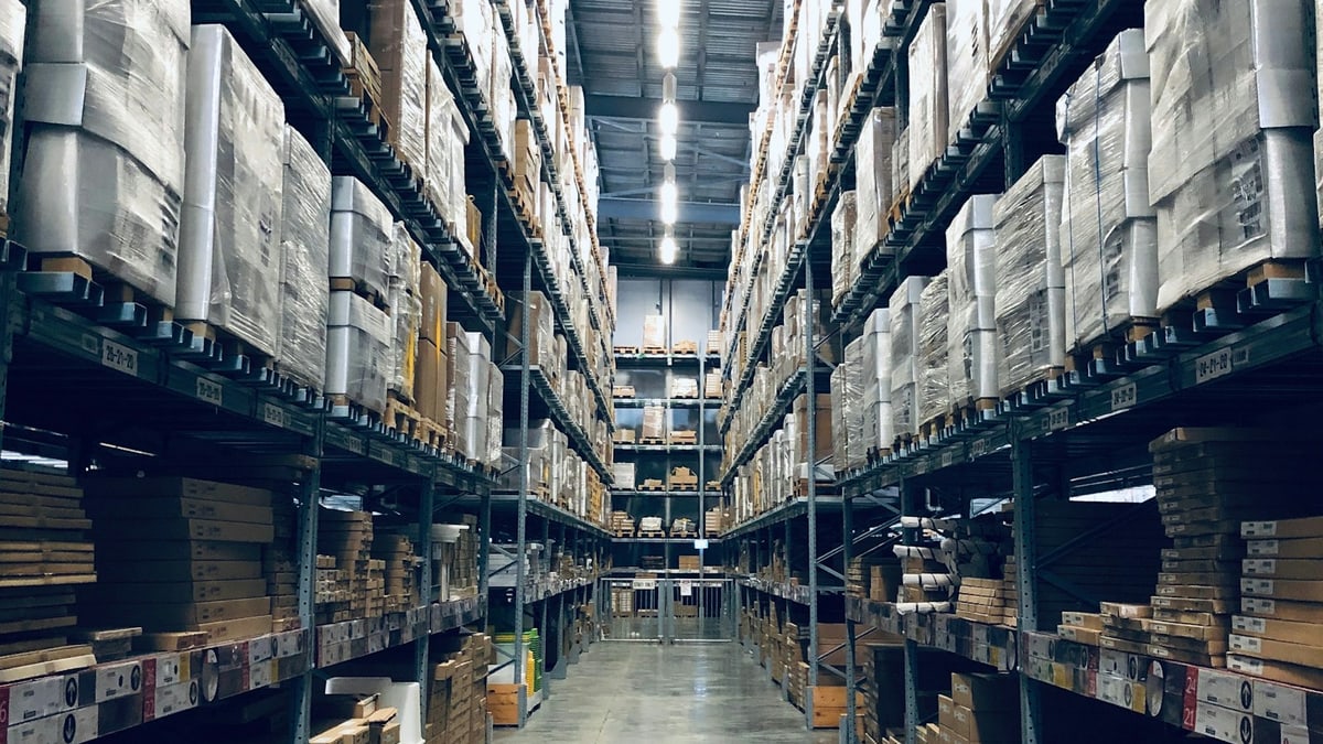Palletized cargo in a warehouse for freight volume planning