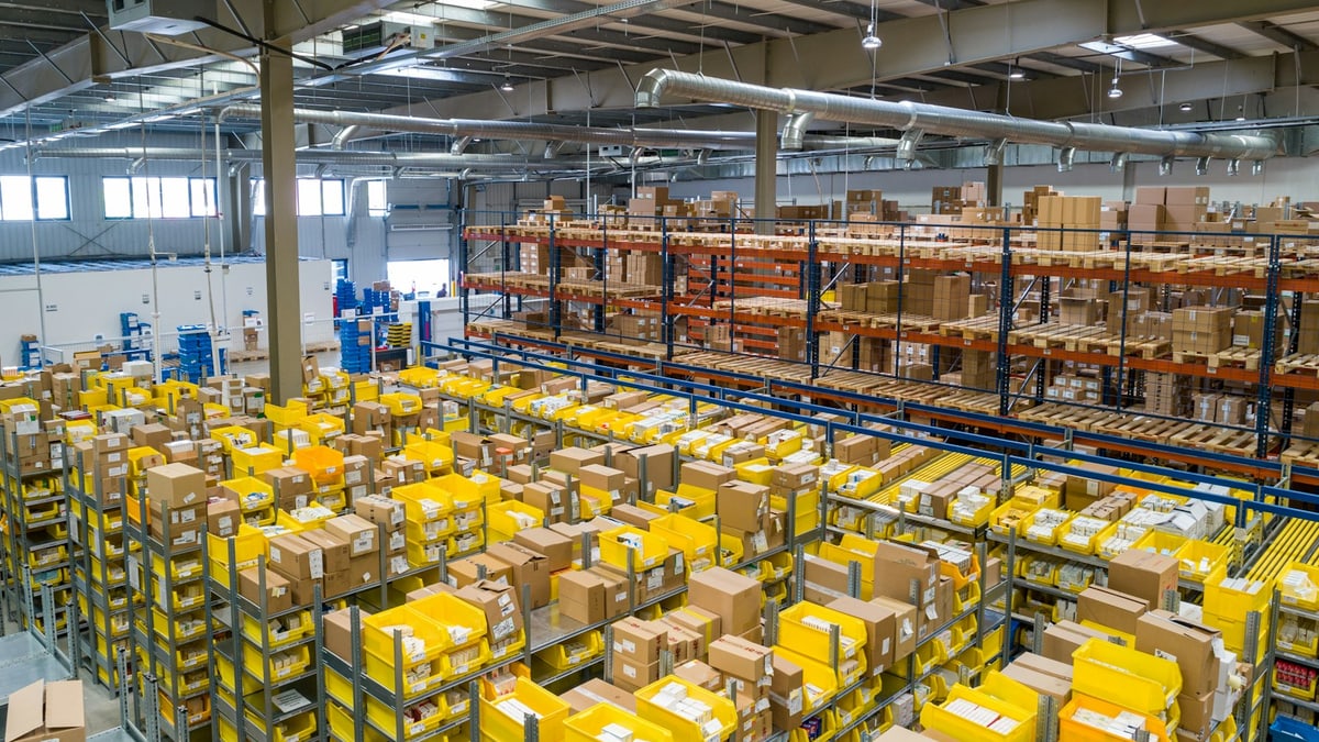 Palletized cargo in a warehouse for freight volume planning