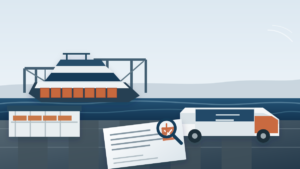 Freight forwarder dispute investigation at a Chinese container port with cargo documents and inspection