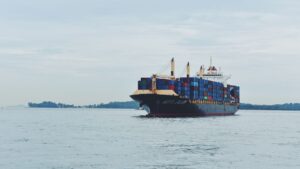 Container shipping and port logistics scene