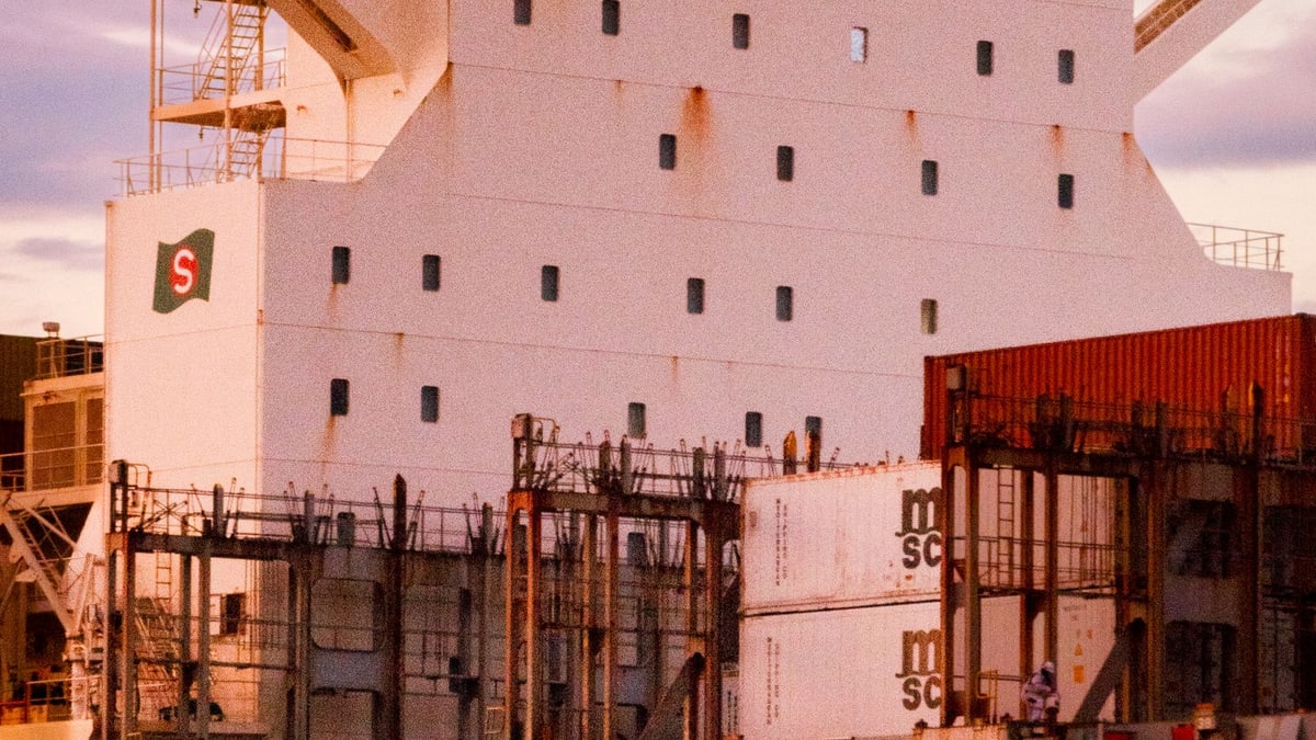 Container shipping and port logistics scene