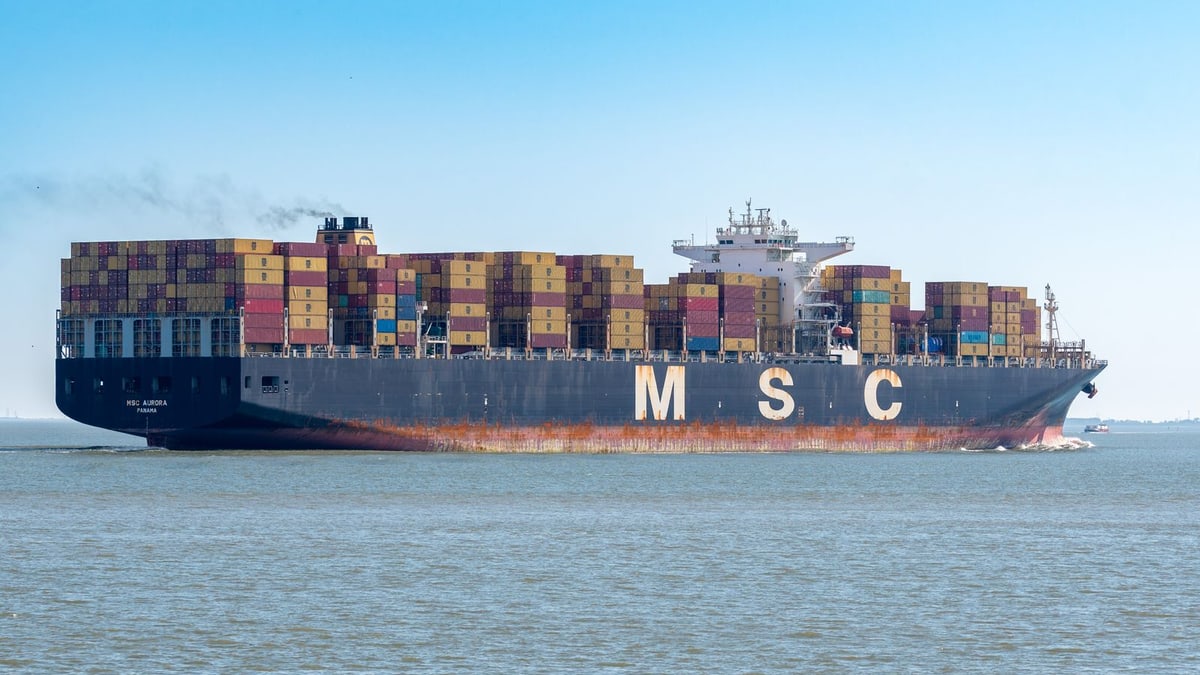 Container shipping and port logistics scene