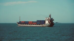 Container shipping and port logistics scene