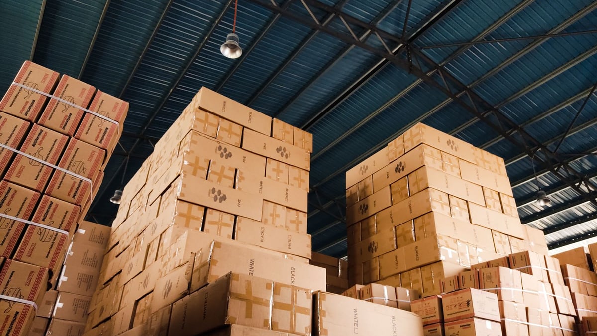 Palletized cargo in a warehouse for freight volume planning