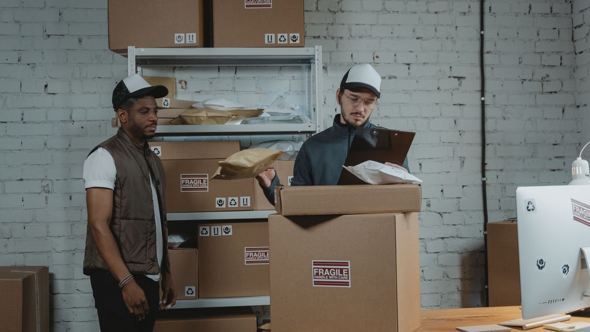 Real cargo documentation and customs inspection scene